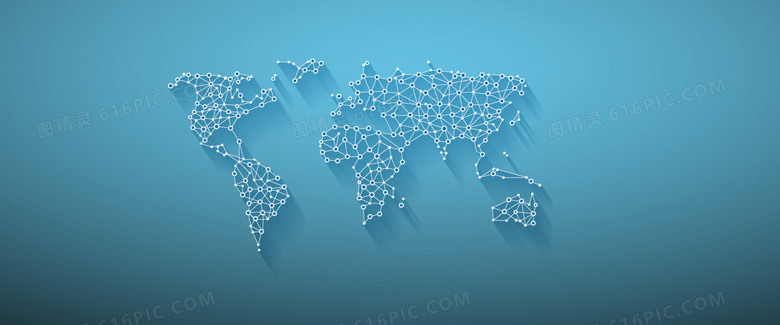蓝色连线圆点世界地图
