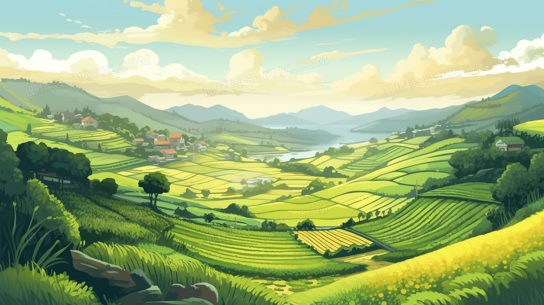 绿色夏季梯田自然风景