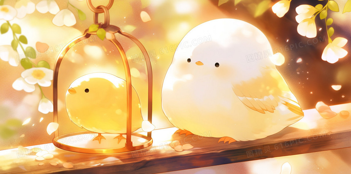 可爱小鸟唯美创意插图