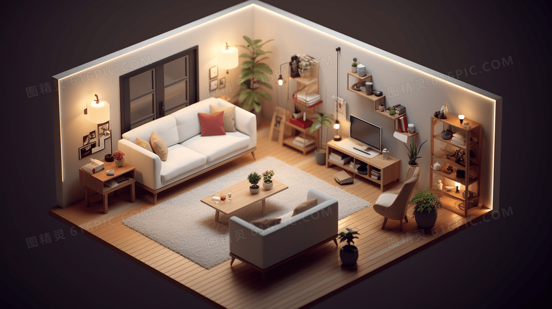彩色3D立体家居装饰图