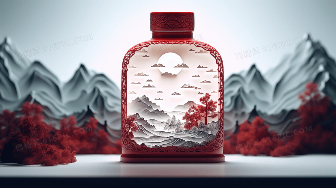 彩色中国风古典鼻烟壶