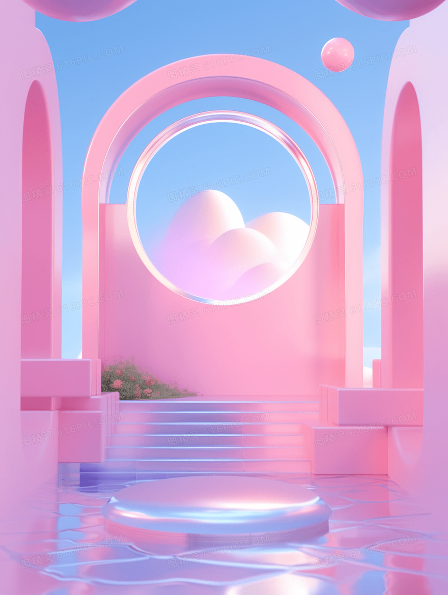 彩色梦幻电商简约立体装饰插画
