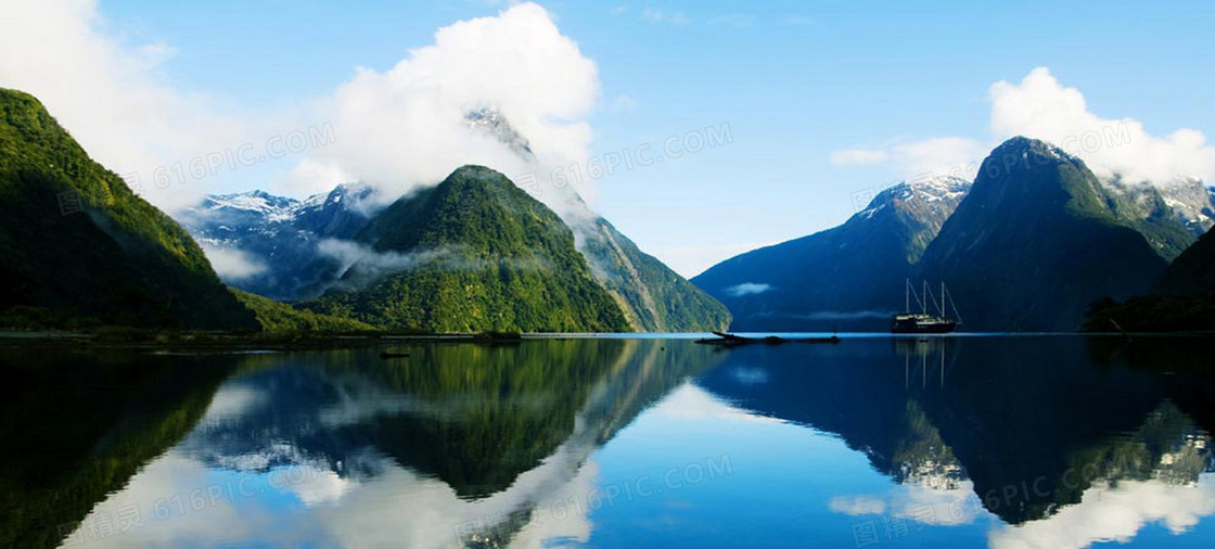 美丽湖面倒影海报背景