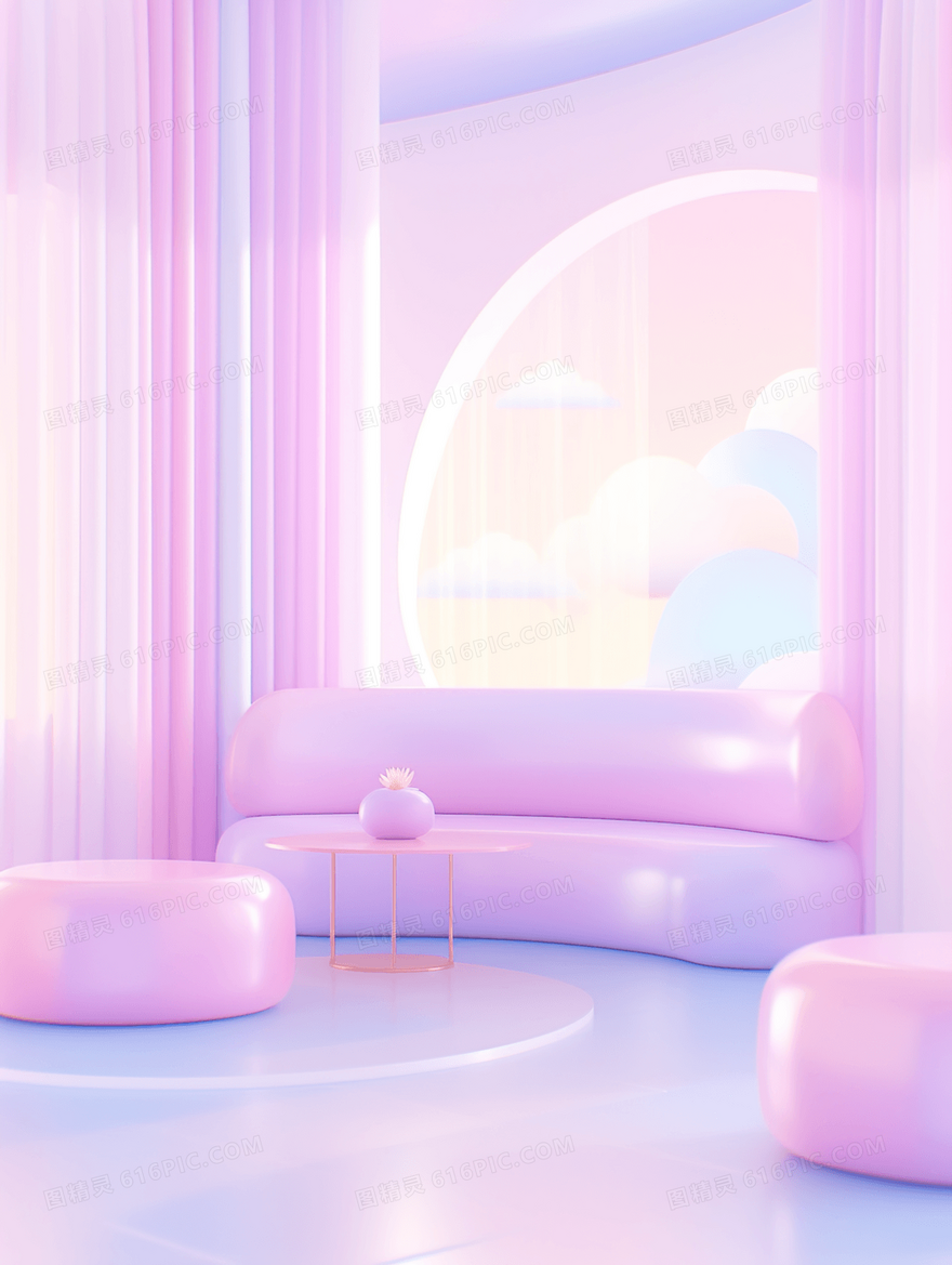 彩色梦幻电商简约立体装饰插画