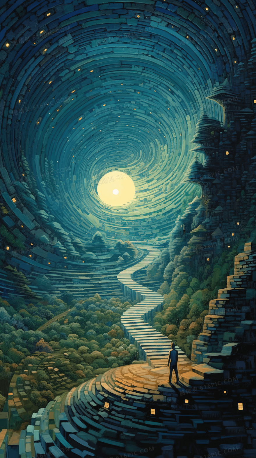 彩色唯美无尽虚空人物插画
