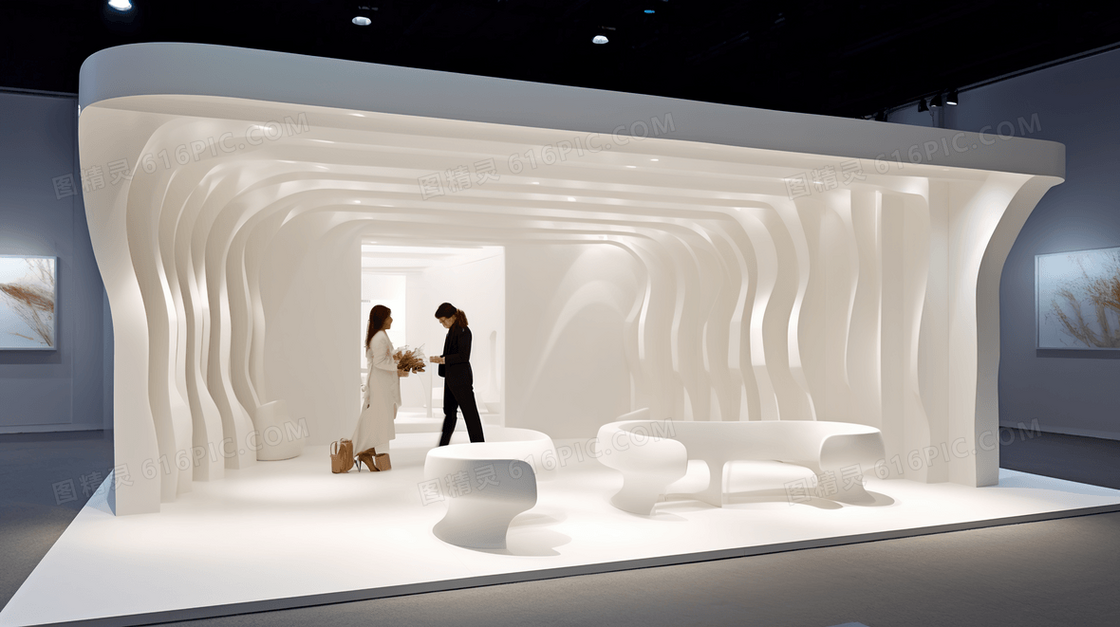 简洁展会展厅效果图