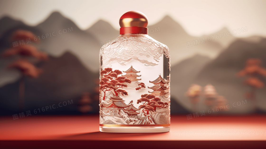 彩色中国风古典鼻烟壶