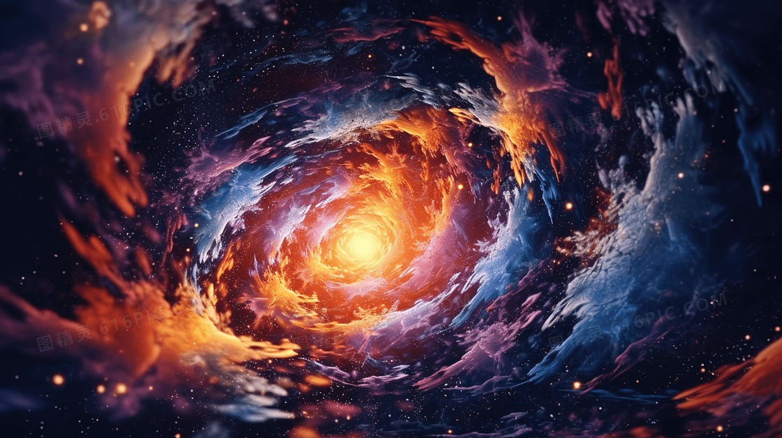 彩色唯美浩瀚的宇宙探索插画