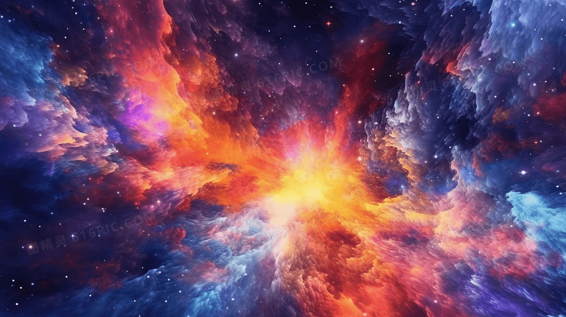 彩色浩瀚宇宙星空星云插画