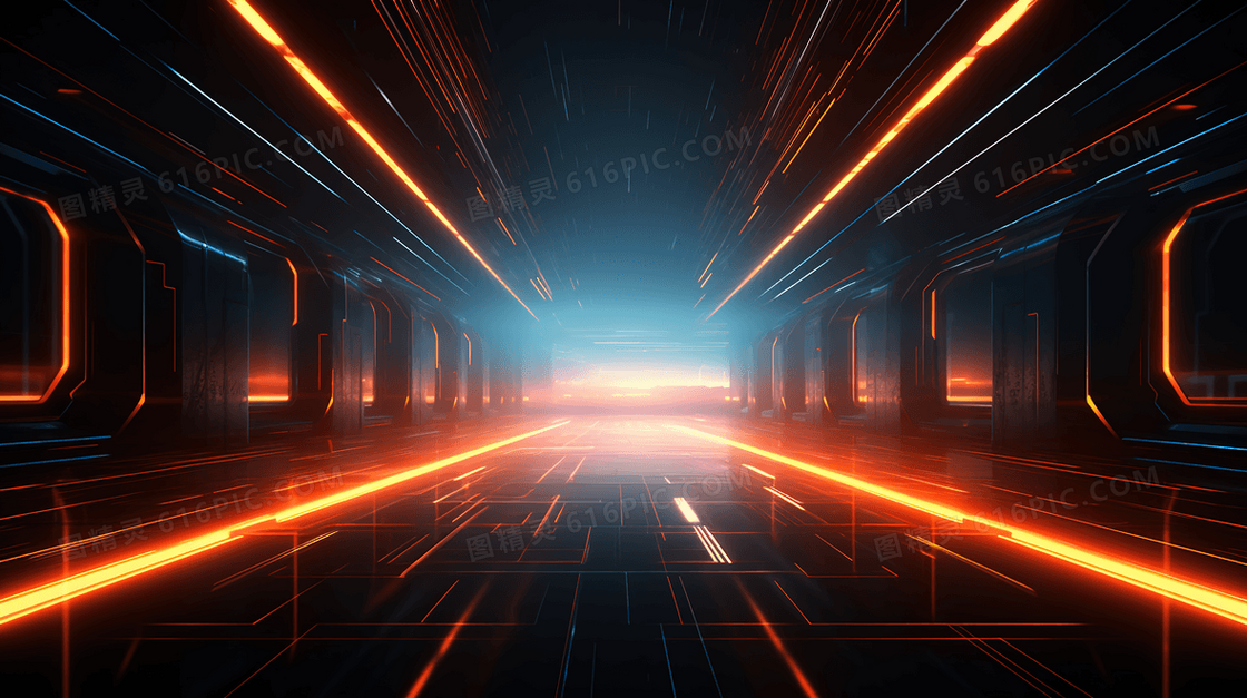 科技感光效隧道插画