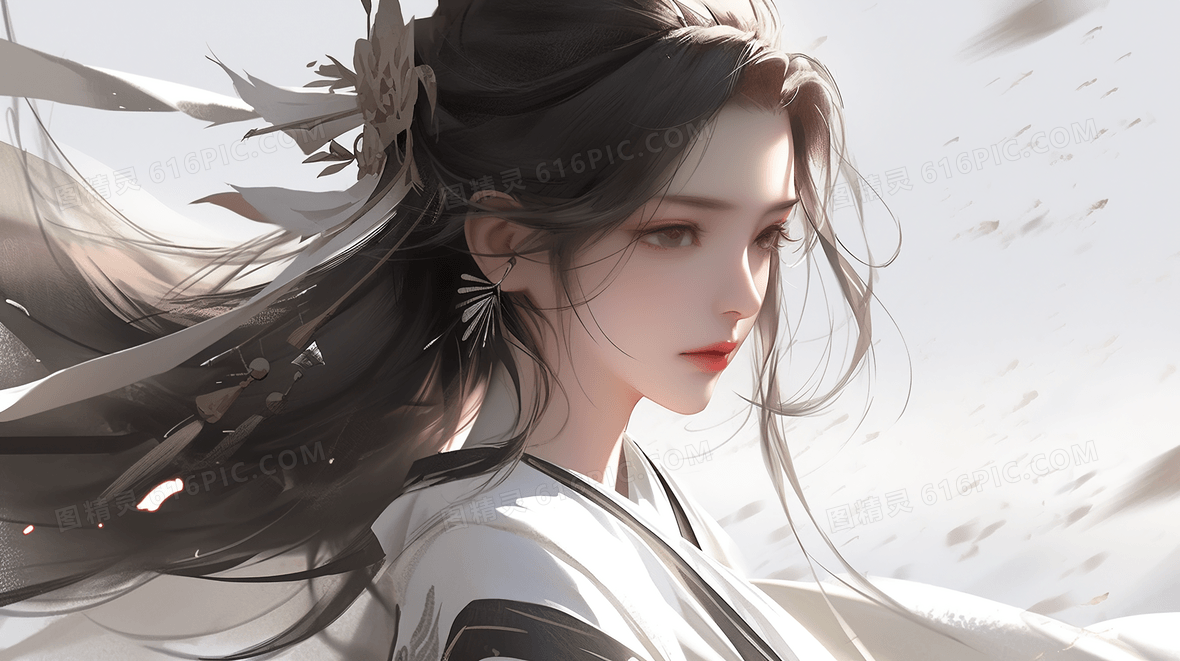 中国风古风美女插画背景图片下载_2912x1632像素JPG格式_编号