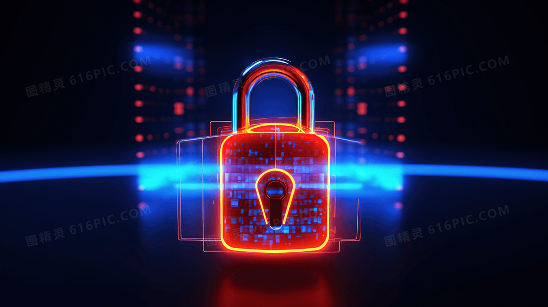 彩色网络安全数据信息传输锁插画