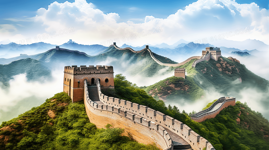 气势磅礴的万里长城风景图