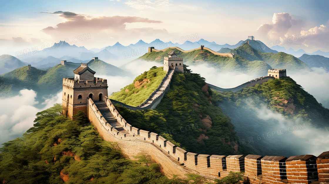 气势磅礴的万里长城风景图