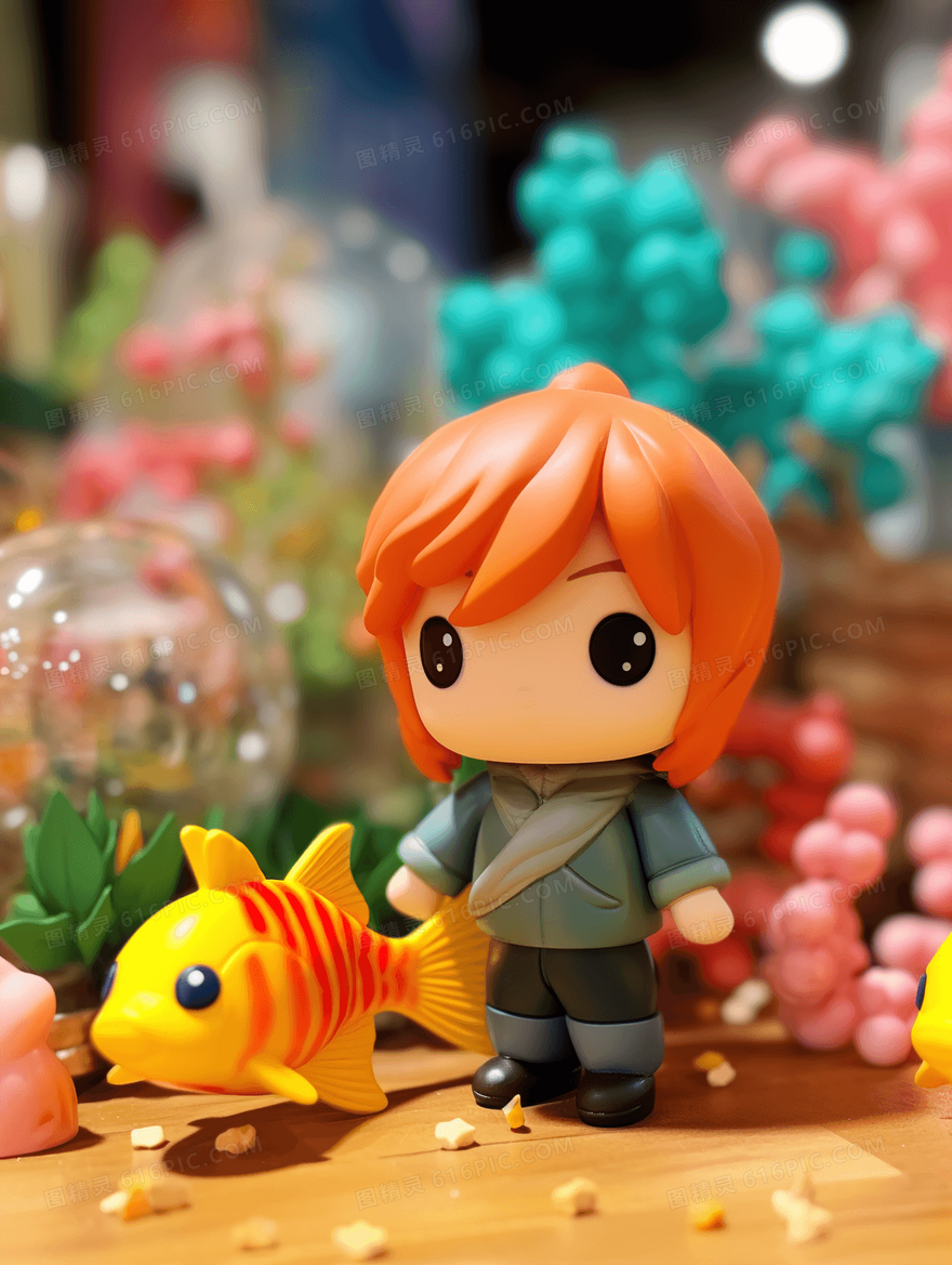 彩色3D立体C4D卡通人物插画