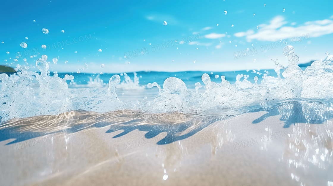 夏日浪花沙滩风景图片