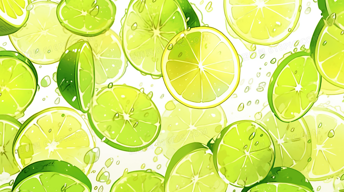缤纷夏日绿色柠檬水果图片