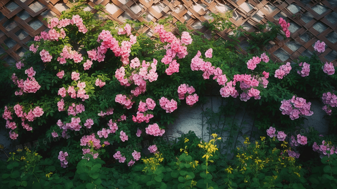 粉色唯美花瓣花园图片