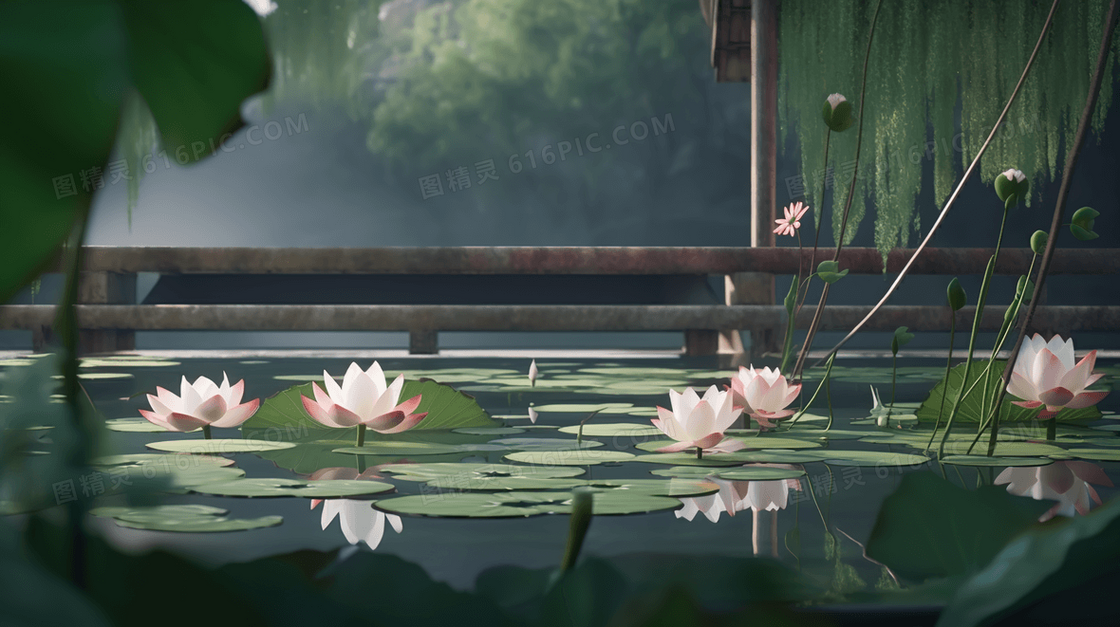 唯美意境荷花风景图片