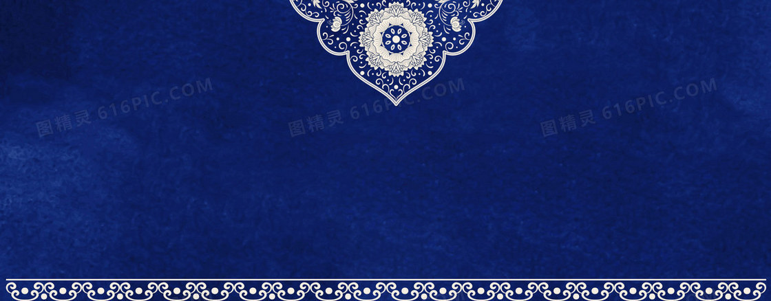 蓝色质感古风青花瓷背景