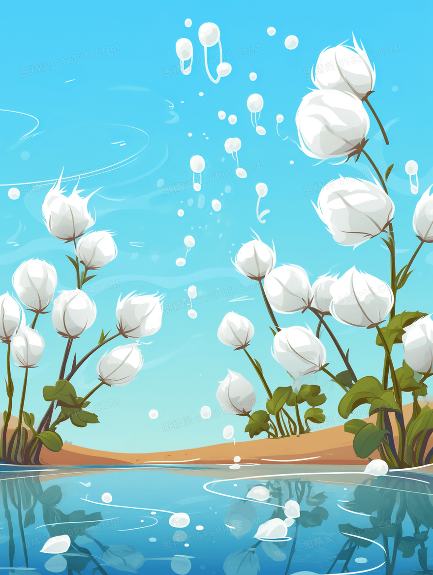 白色唯美花瓣风景插画