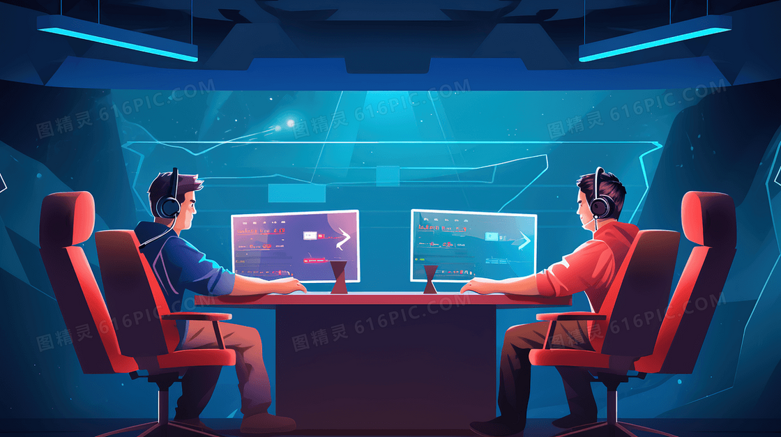 电竞比赛现场直播裁判主持人解说员特写图片