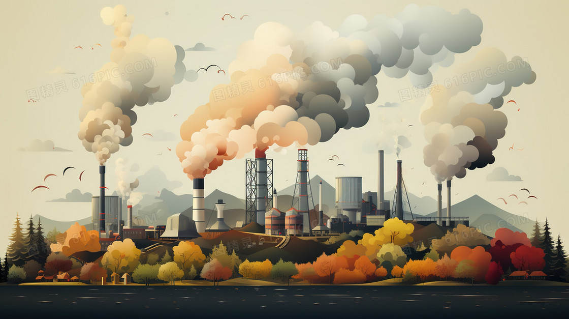 城市工厂排放污染气体