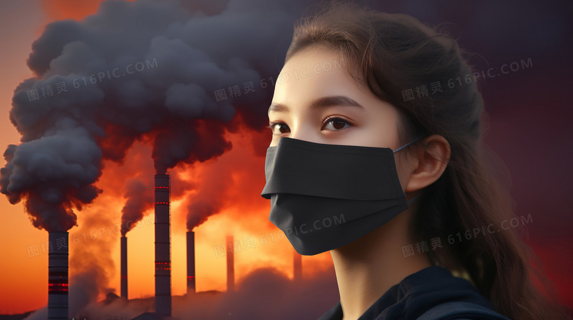 城市工厂排放有毒气体影响环境