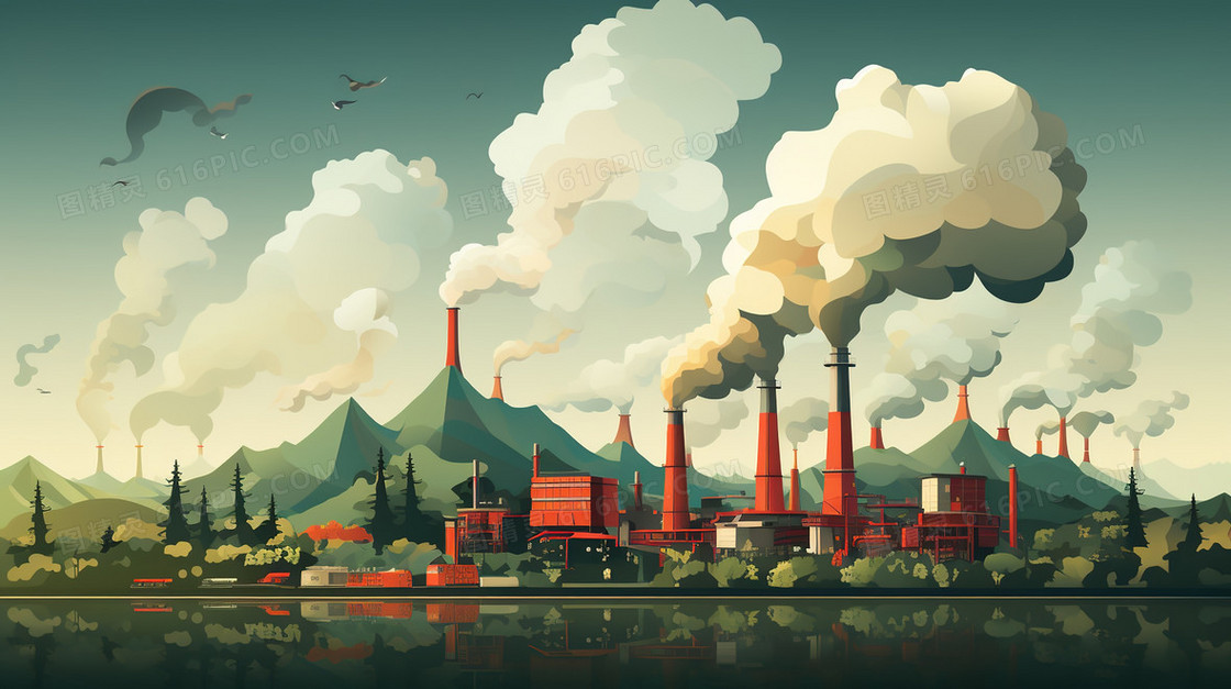 城市工厂排放污染气体