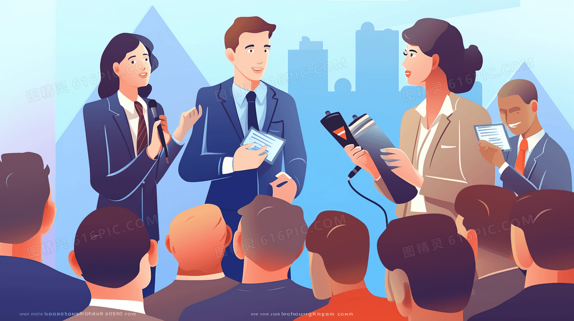 新闻报导卡通插画