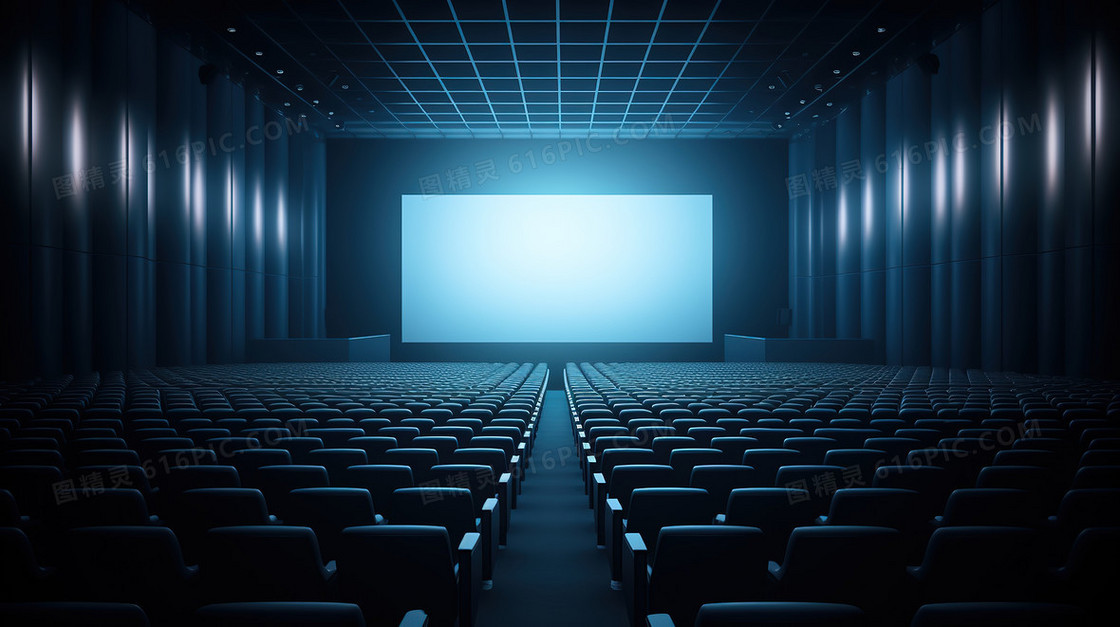 蓝色冷色系电影院放映厅剧院舞台
