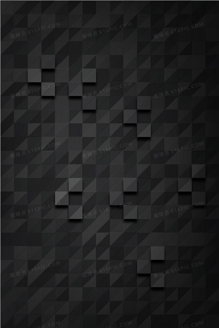 矢量黑色质感方块凹凸几何拼接背景