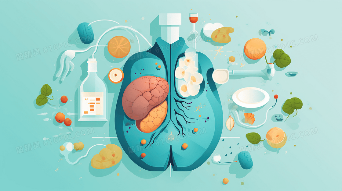 医疗健康宣传科普器官医药扁平风插画