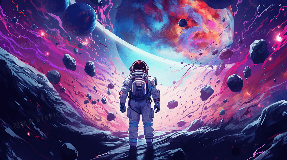 航空航天宇航员人物太空宇宙星球插画