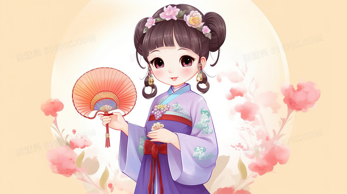 可爱Q版古典小美女