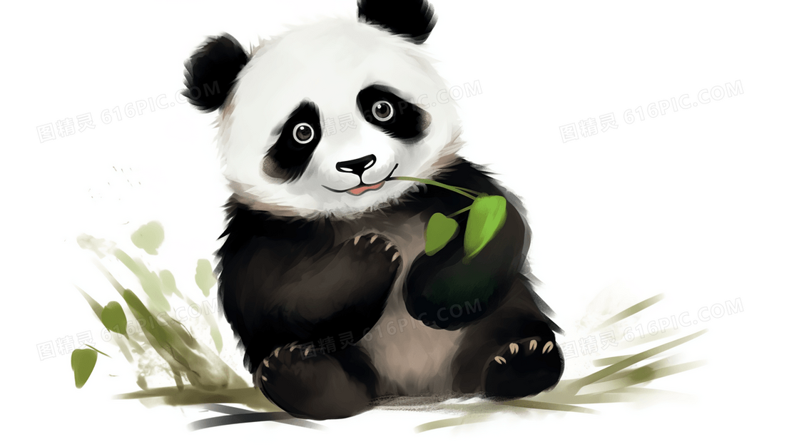 手绘动物可爱大熊猫幼崽插画