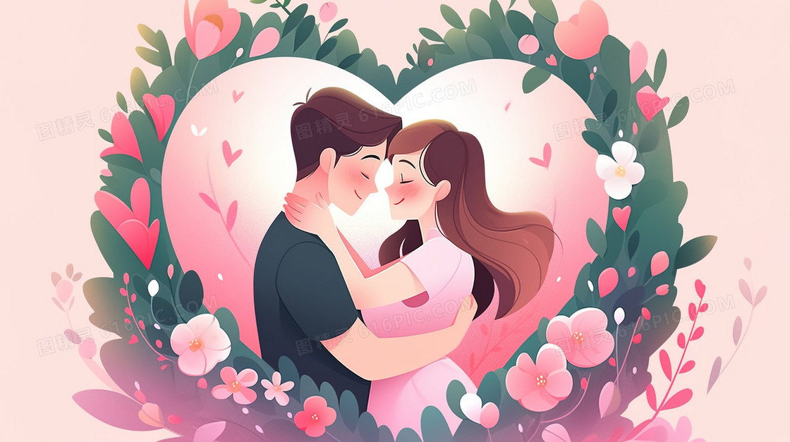 美好的爱情创意插画