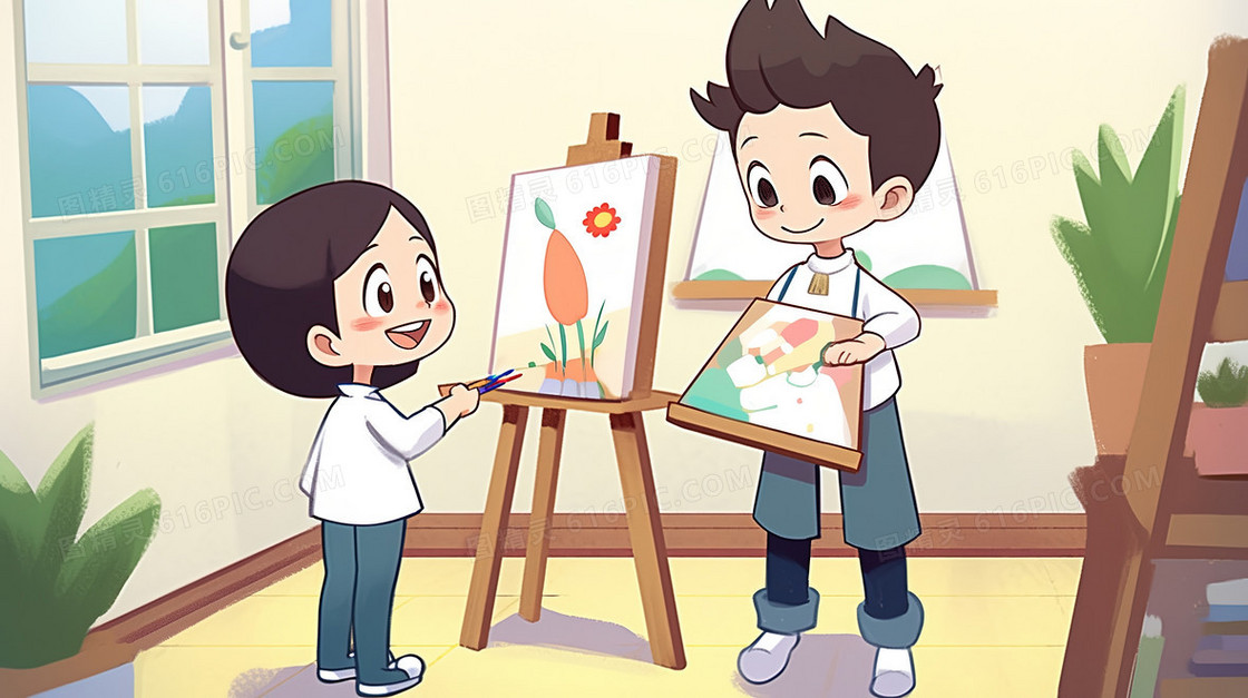 老师在指导学生练习画画