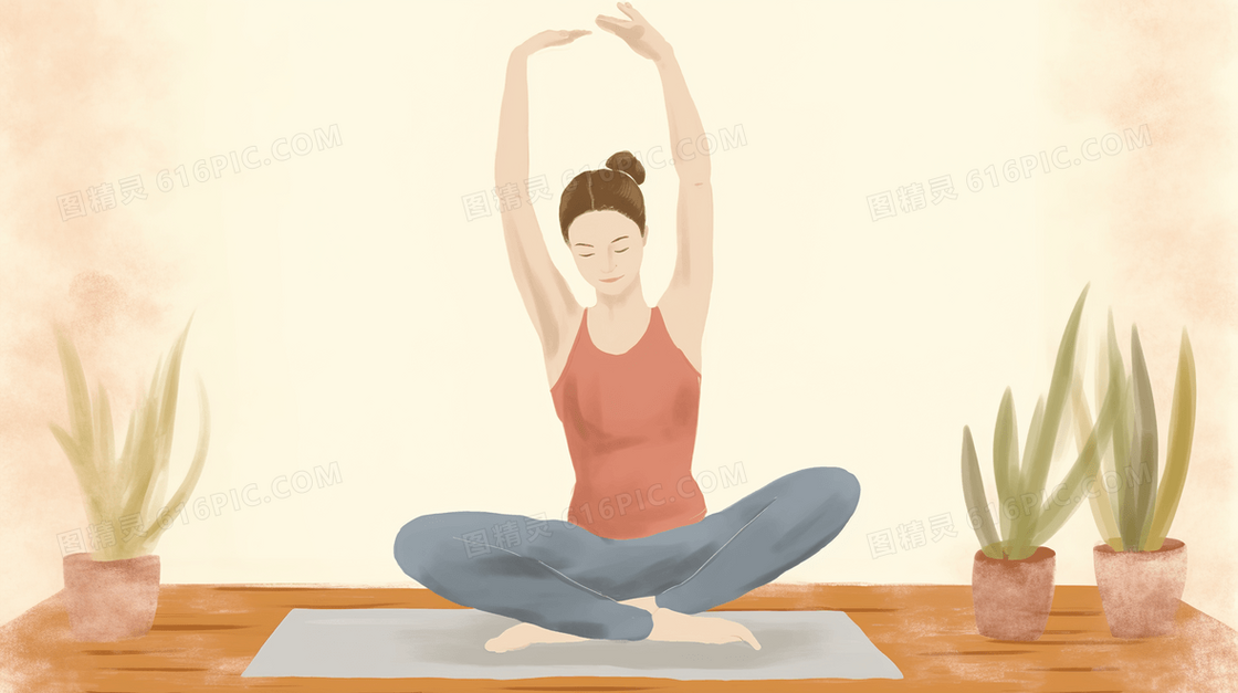 做瑜伽运动锻炼的女人插画
