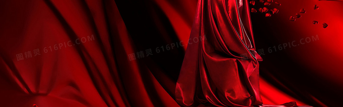 红色丝绸质感红酒背景banner