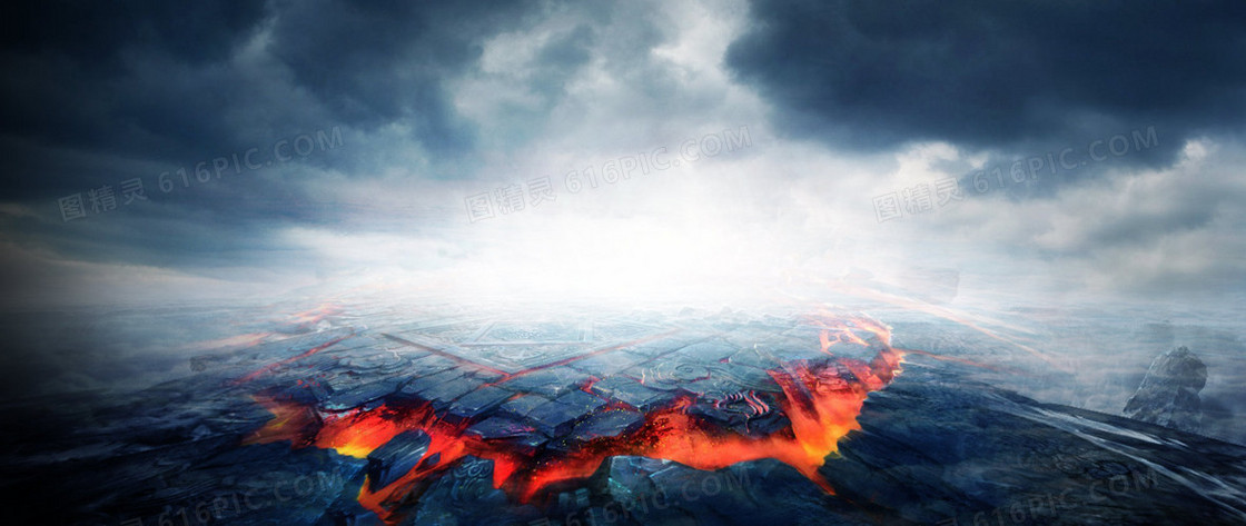 火山烟雾海报背景