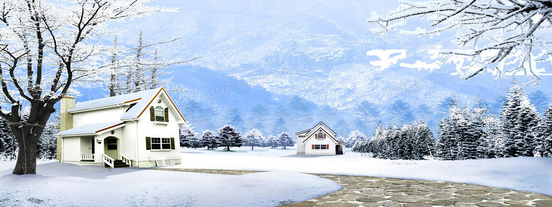 冬季郊外雪景背景