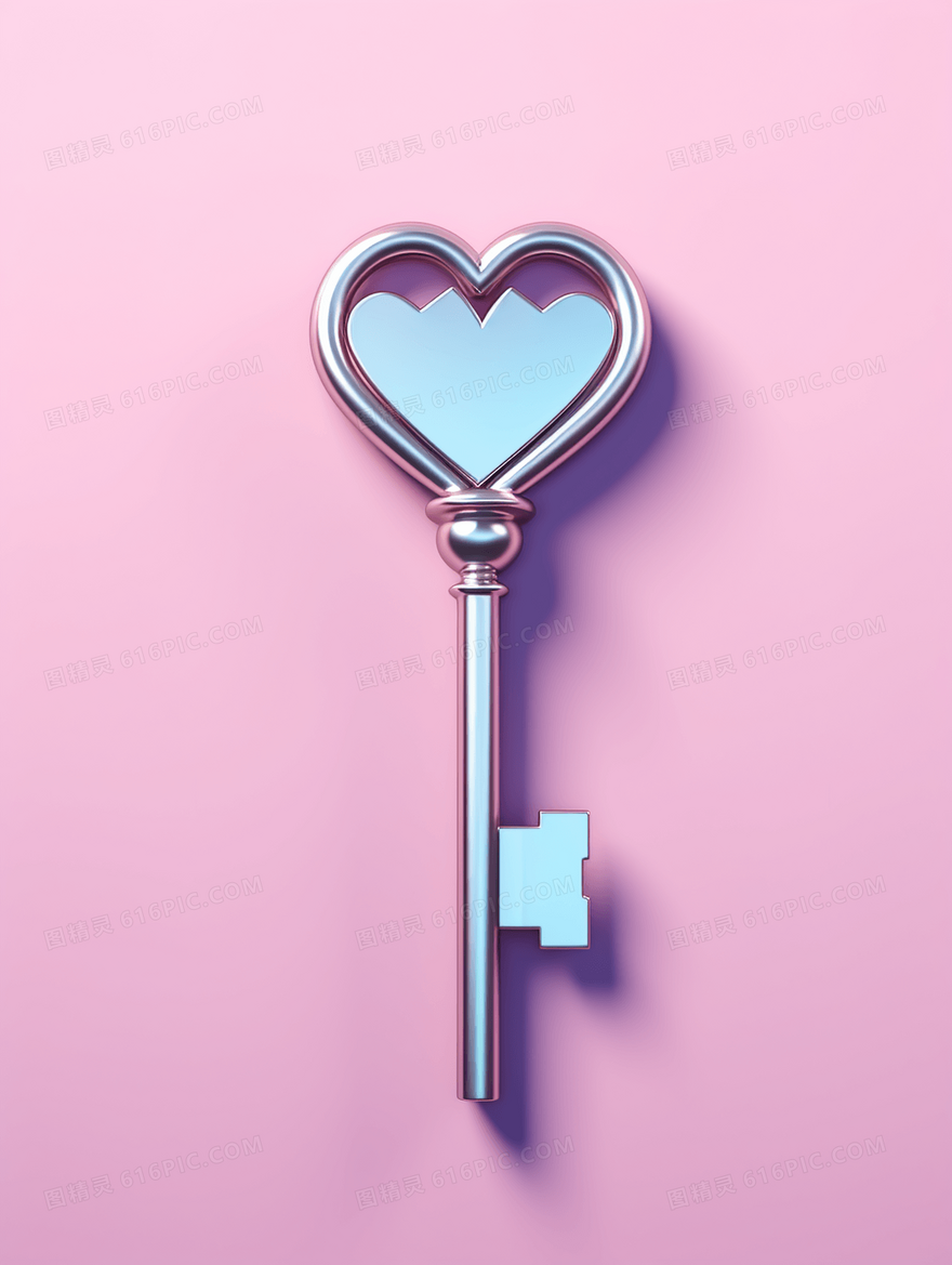 紫色七夕情人节爱心钥匙图片