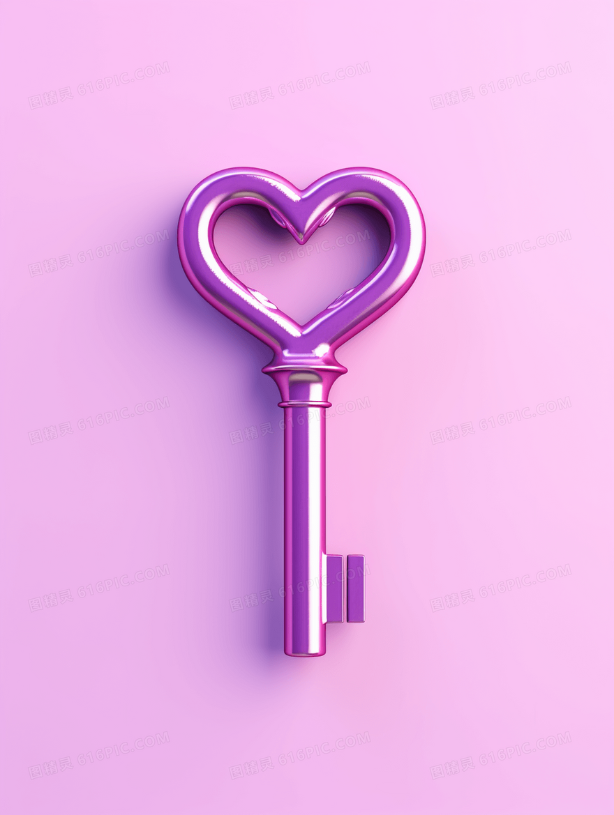 紫色七夕情人节爱心钥匙图片
