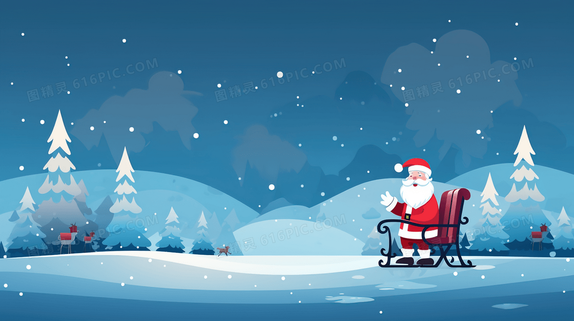 雪橇上的圣诞老人圣诞节节日插画