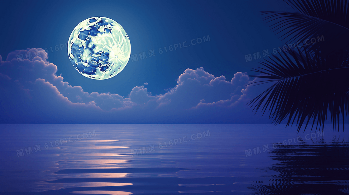 唯美夏日夜晚风景插画