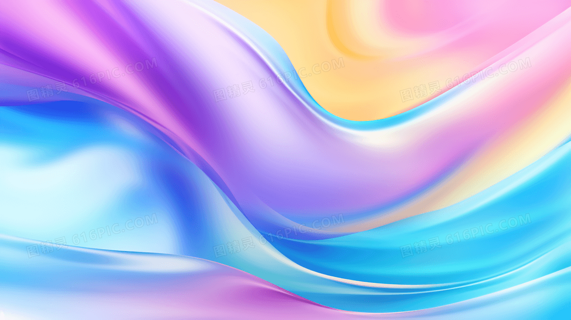 彩色渐变流体曲线简约插画