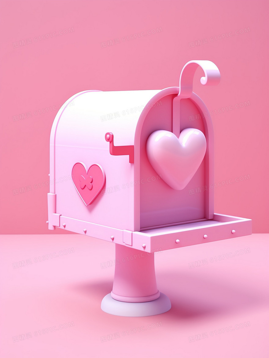 爱心信箱3D模型插画