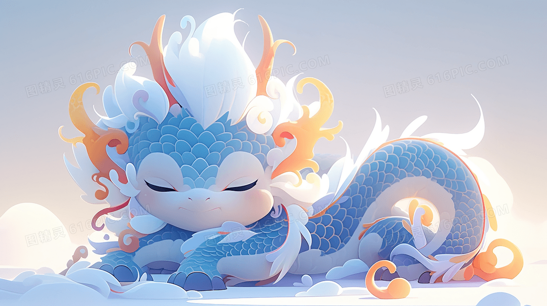 龙年Q版可爱卡通龙形象创意插画