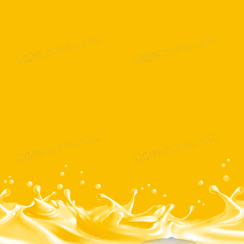 黄色底纹牛奶喷溅背景图
